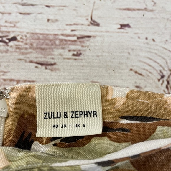 Zulu & Zephyr The Dusk Leaf 100% Linen Cropped Pants‎ Size Small Summer Floral - Picture 7 of 11